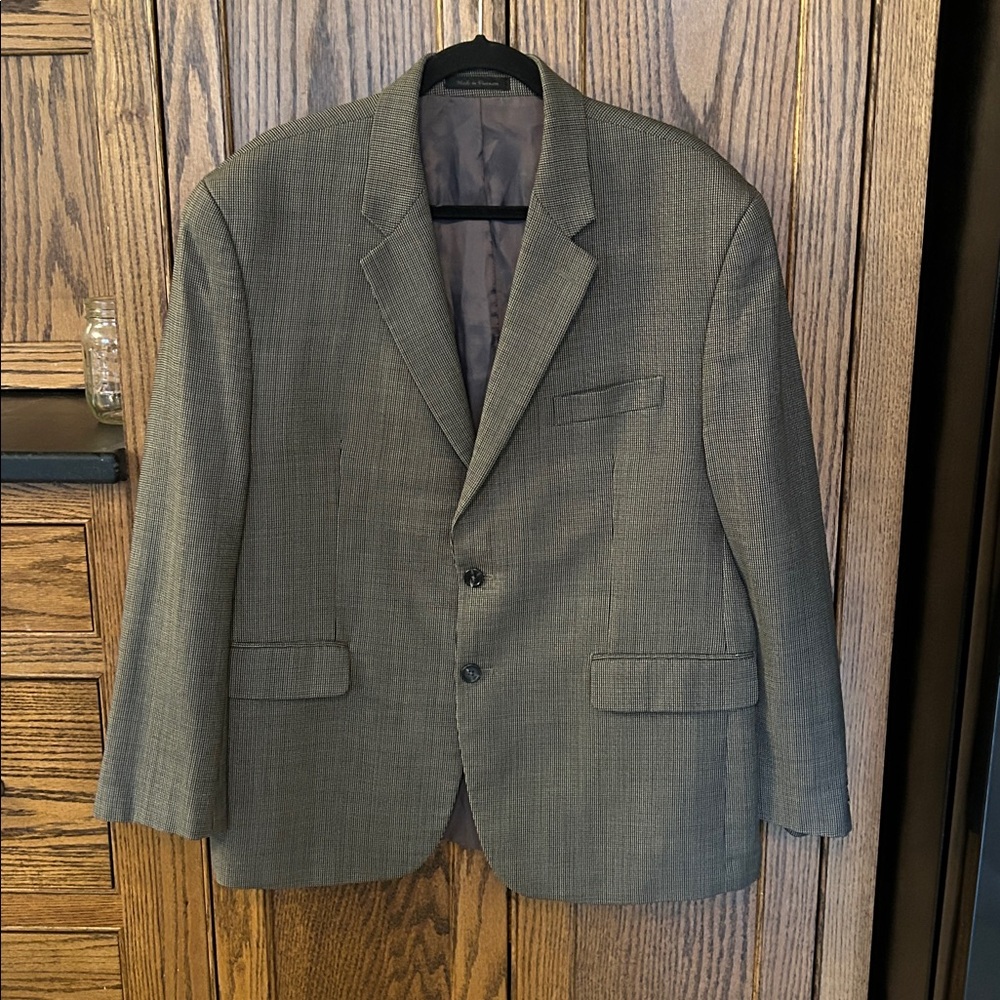 VTG Ralph Lauren University Brown plaid tweed blazer 100% wool 44s sport coat